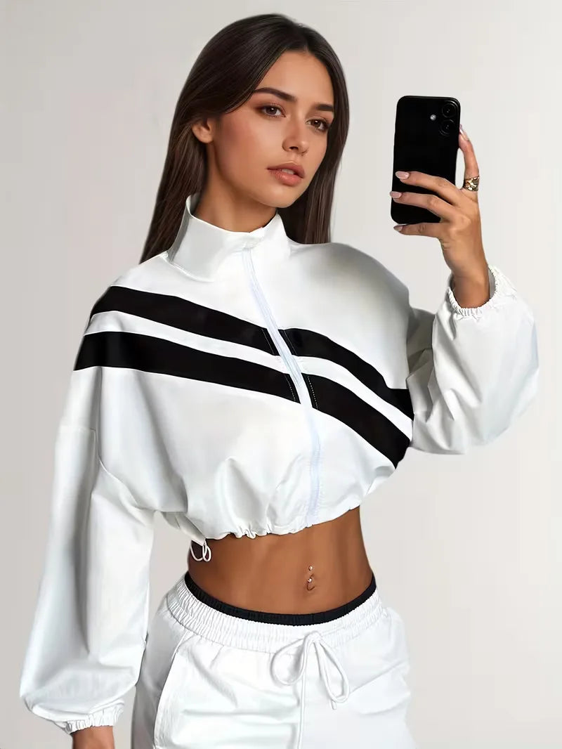 Women's Track Jacket | Oversized Streetwear, Light Blue