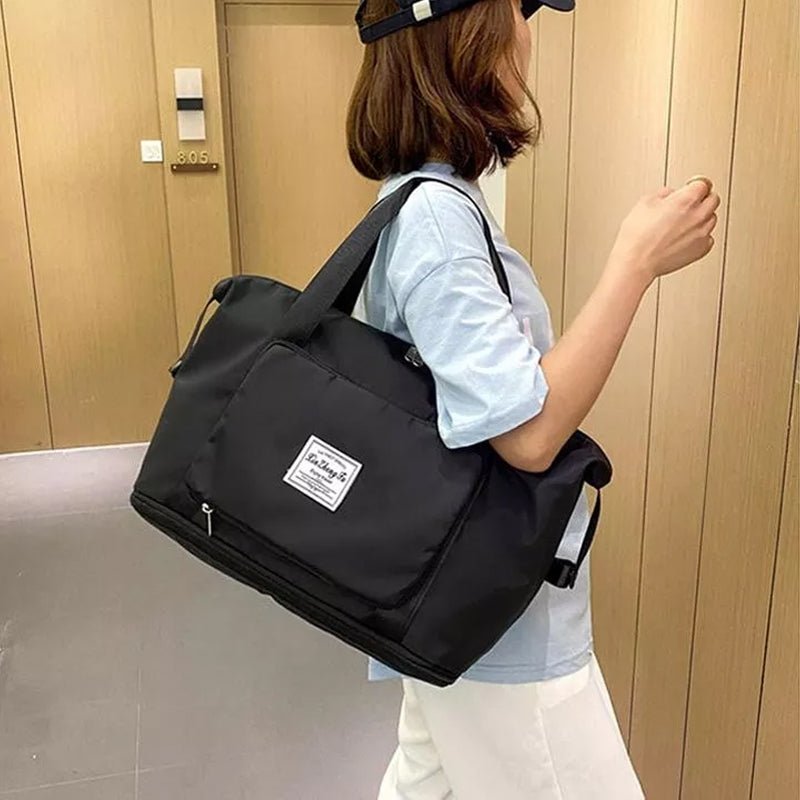 Travel Bag | Foldable, Expandable | Shoe Compartment, Luggage Attachable
