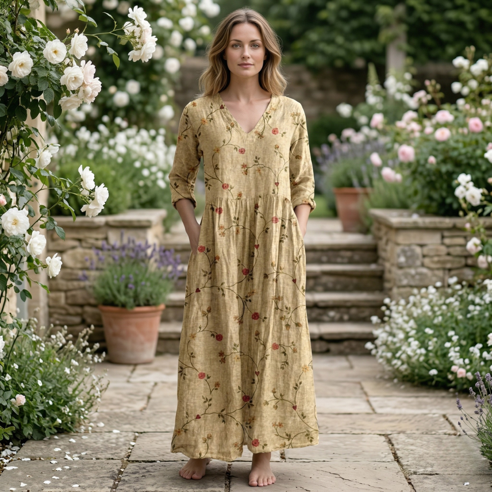 Women’s Summer Dress | Floral V-Neck | Light, Elegant, Comfortable