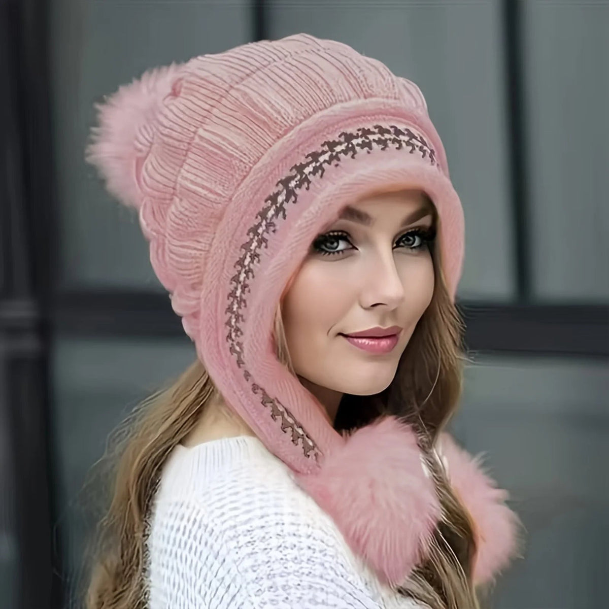 Women's Beanie Hat | Fleece Lined, Knit Design | Winter Pom Pom Style