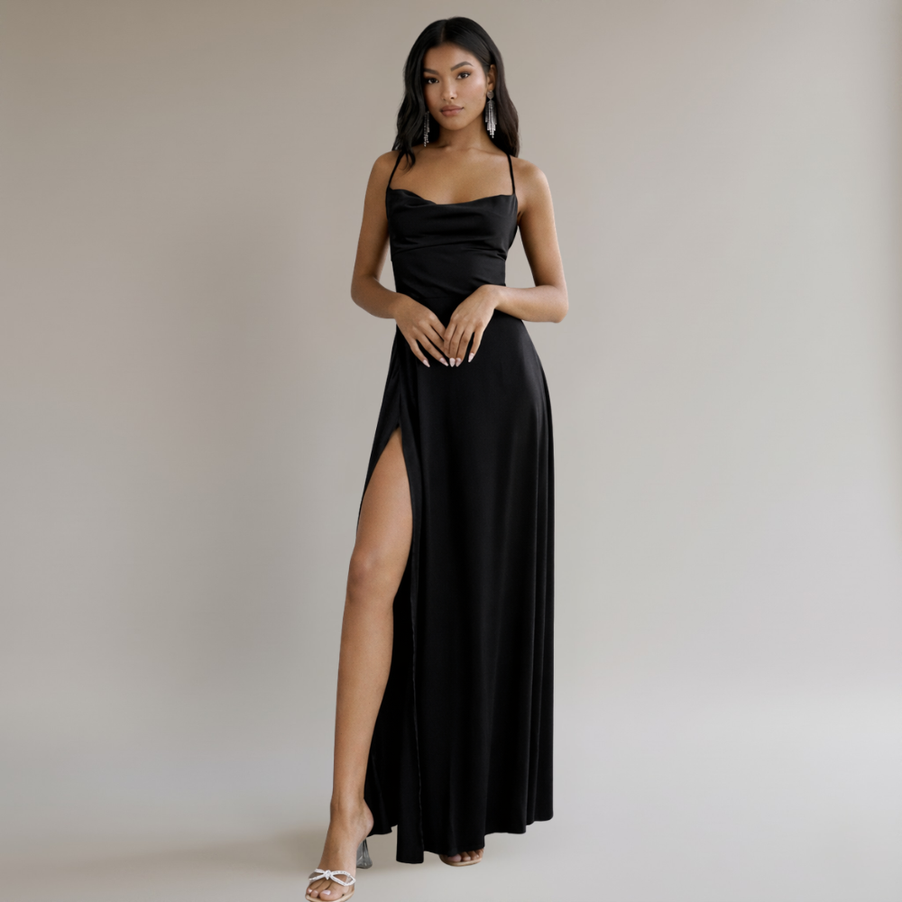 Silk Dress | Long and Elegant Style for Women | Braided Back Detail