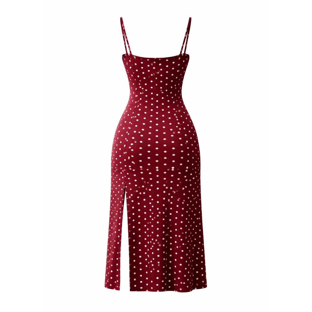 Midi Dress Polka Dot Retro Style Elegant Look for Women