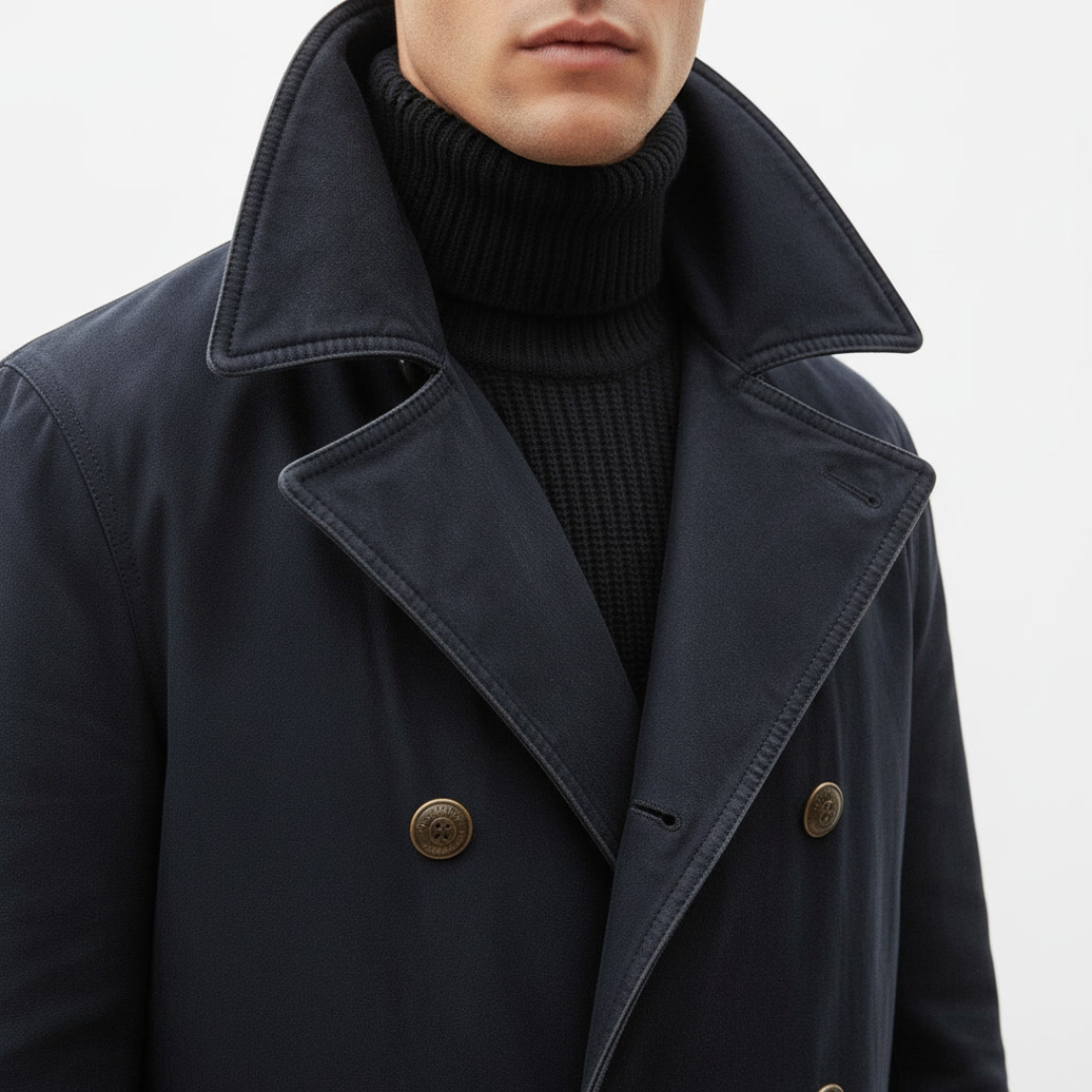 Men's Wool Blend Jacket | Double Breasted, Warm | Large Sizes