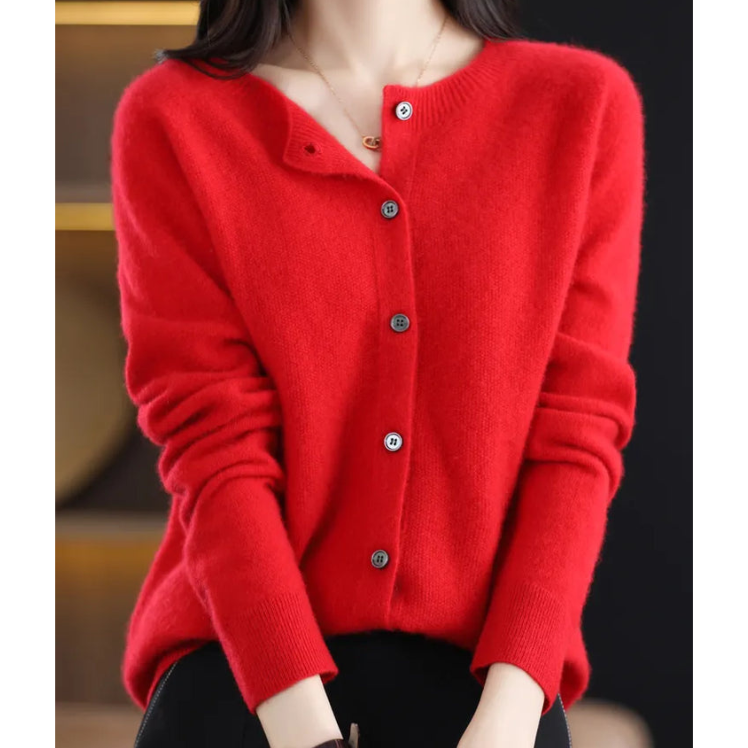 Women's Cardigan | Button Front, Round Neck | Winter