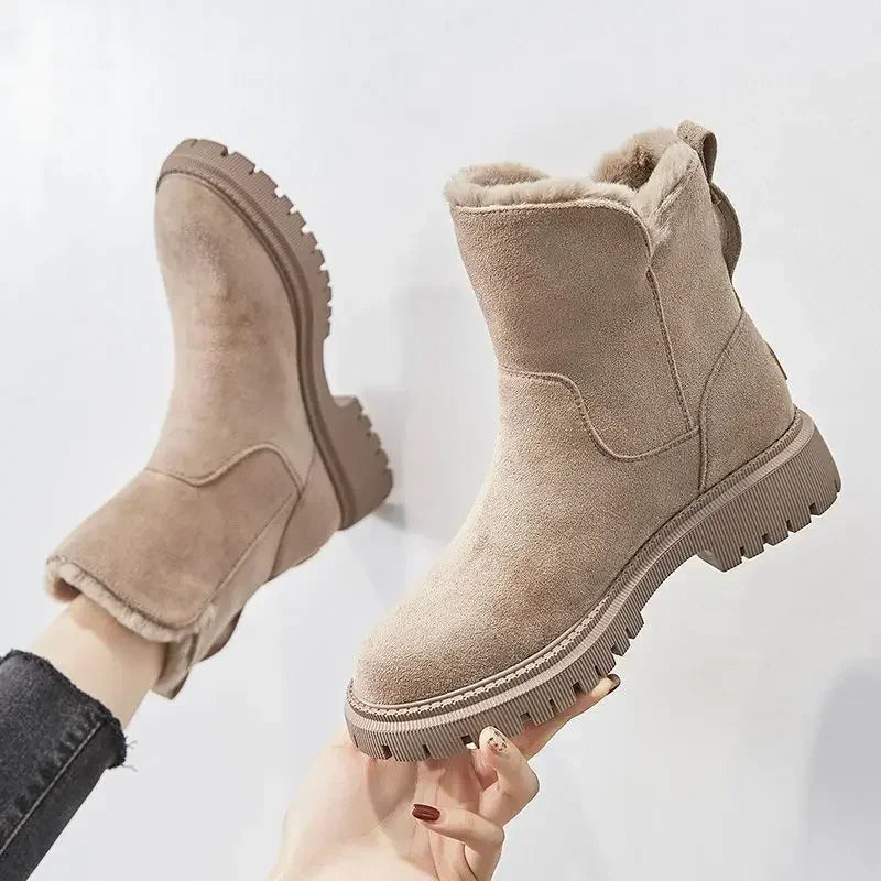 Women fleece lined ankle winter boots with anti-slip sole