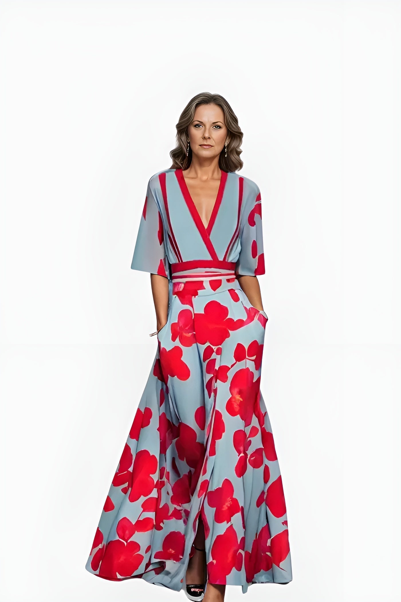 Floral Wrap Summer Dress | Flattering Fit, V-Neckline | S-2XL