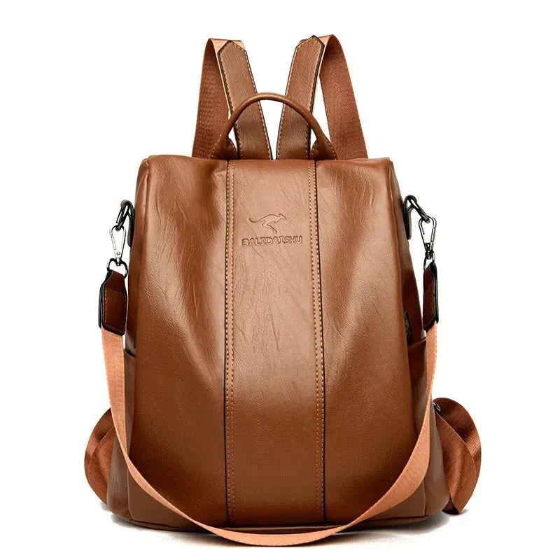Women's Backpack | Black Leather, Anti-Theft | PU Leather, Multiple Pockets