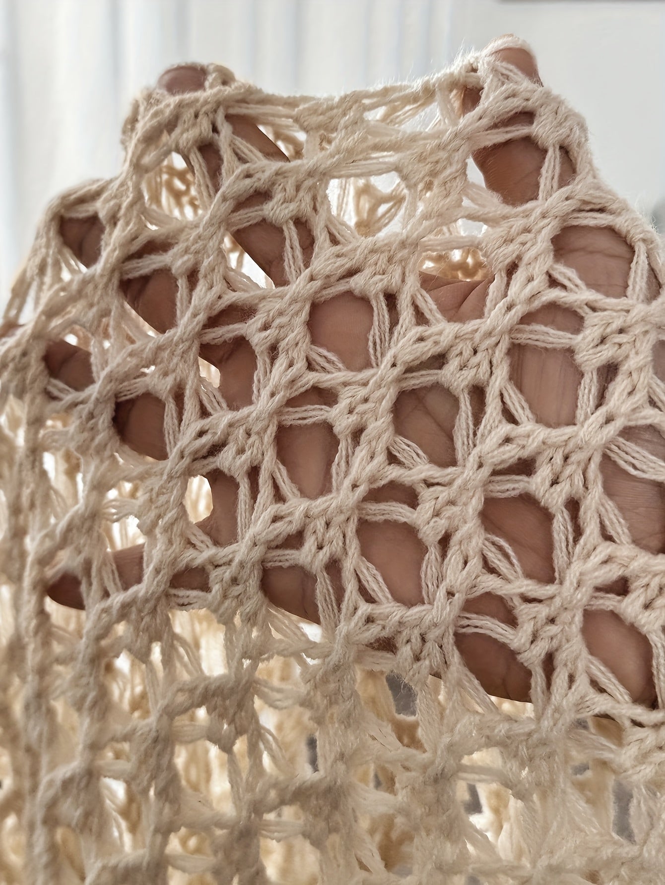 Women's Knit Cardigan | Open Weave, Draped Fit | Beige
