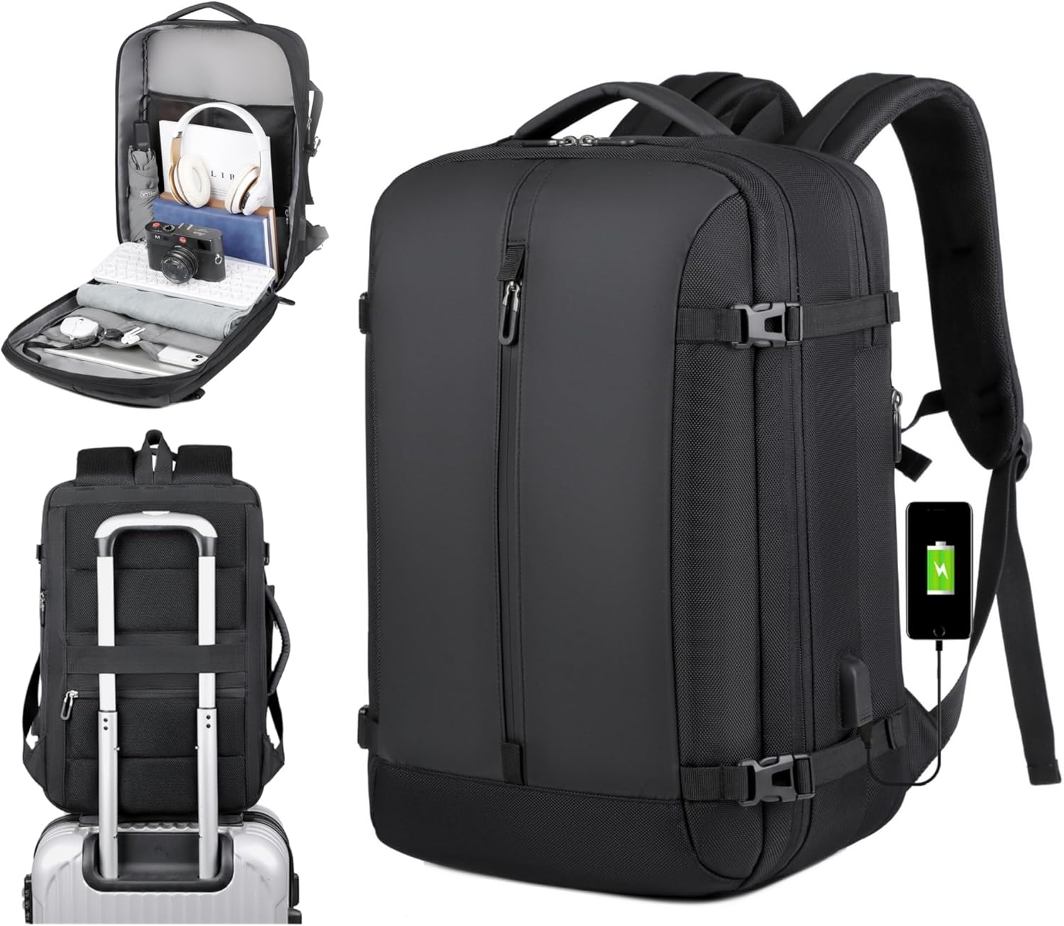 Travel Backpack 40L | Expandable, Waterproof, USB Charging, 17" Laptop