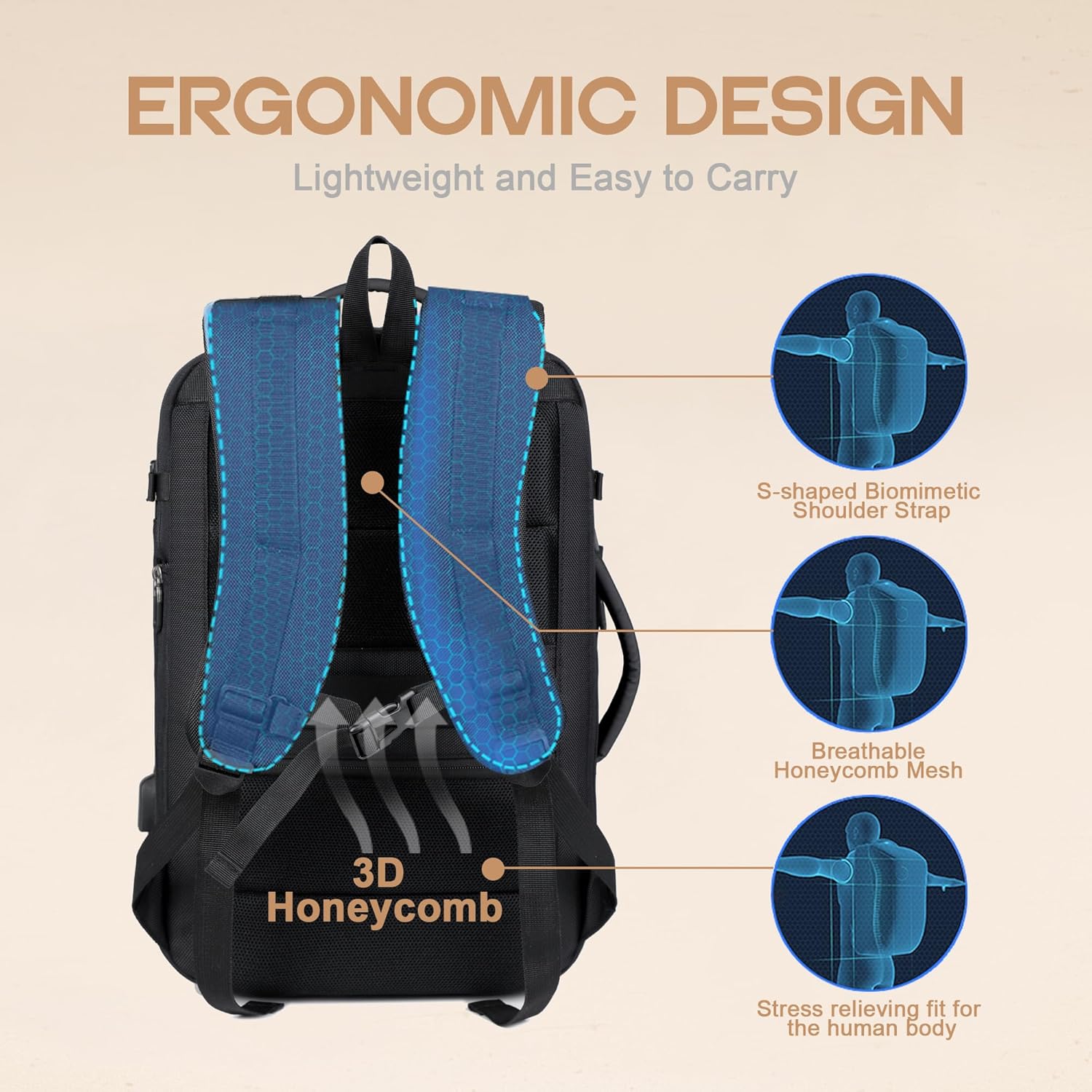 Travel Backpack 40L | Expandable, Waterproof, USB Charging, 17" Laptop