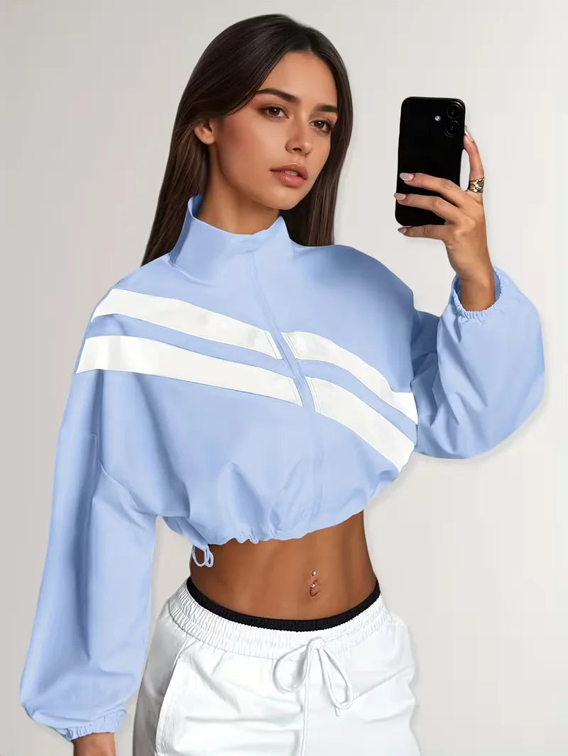 Women's Track Jacket | Oversized Streetwear, Light Blue