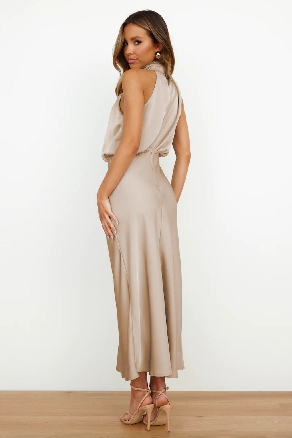 Evening Dress | Halter Satin Dress | Women's Formal Wear