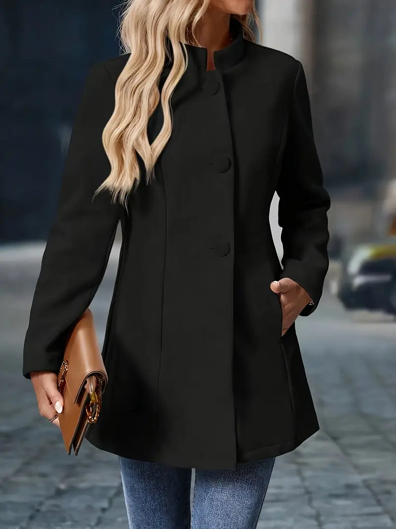 Women Winter Coat Button Closure Long