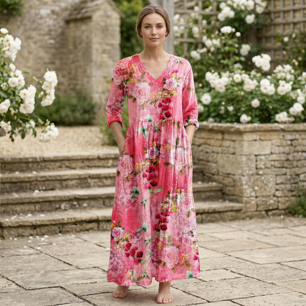 Women’s Summer Dress | Floral V-Neck | Light, Elegant, Comfortable