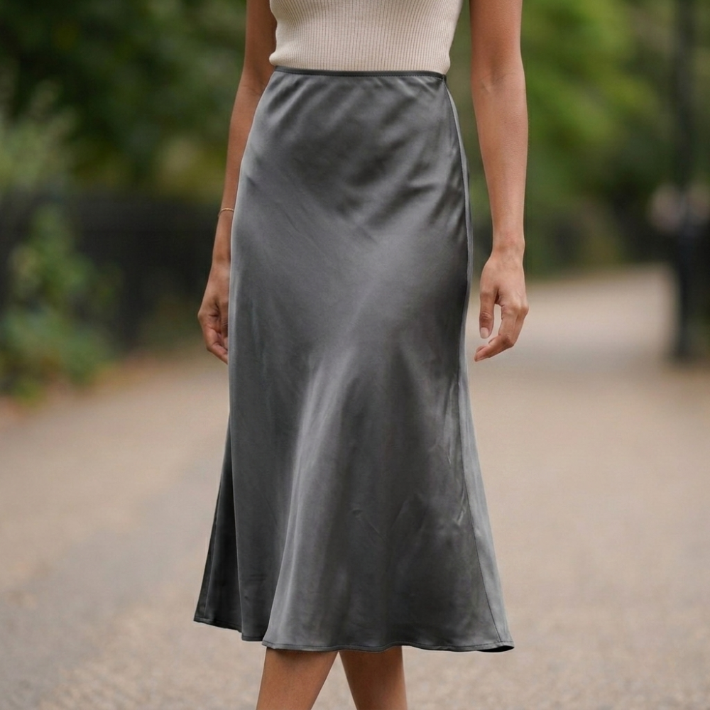 A-Line Satin Midi Skirt | Flattering Fit | Luxurious