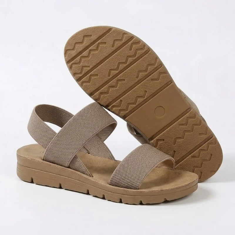 Women comfort slip-on sandals with soft footbed, lightweight stretch straps