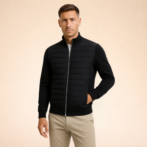 Men's Hybrid Jacket | Quilted, Knit Sleeves | Lightweight Warmth