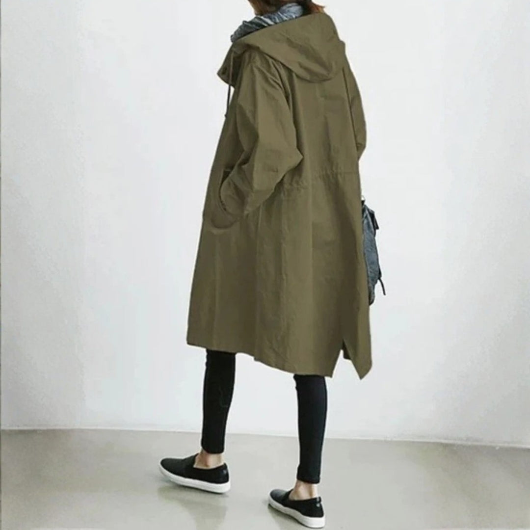 Women's Long Coat | Button Front Streetwear | Versatile Casual