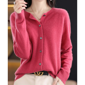 Women's Cardigan | Button Front, Round Neck | Winter