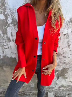 Women's Knit Cardigan | Hooded, Button Closure | Elegant