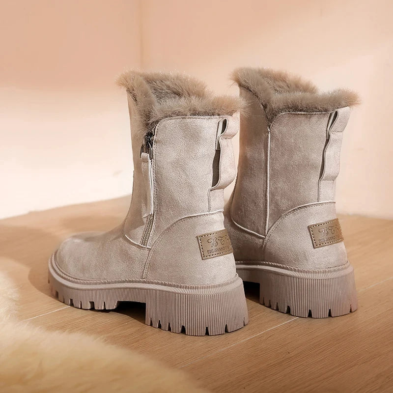 Women fleece lined ankle winter boots with anti-slip sole