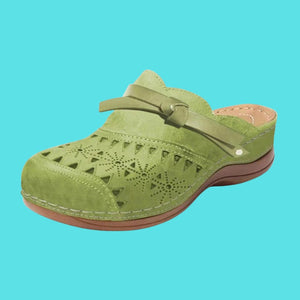 Women’s Flat Mules | Cushioned Comfort, Bow Detail | Easy Slip On Shoes