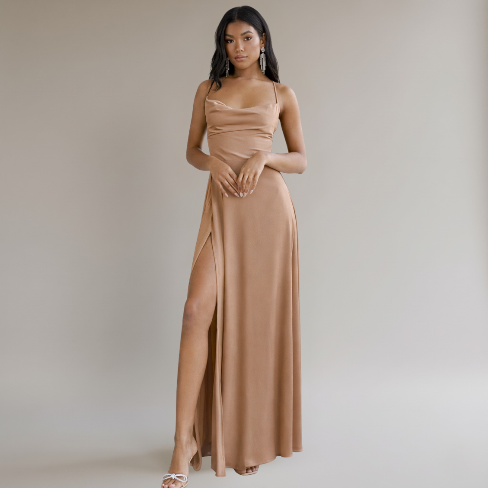 Silk Dress | Long and Elegant Style for Women | Braided Back Detail