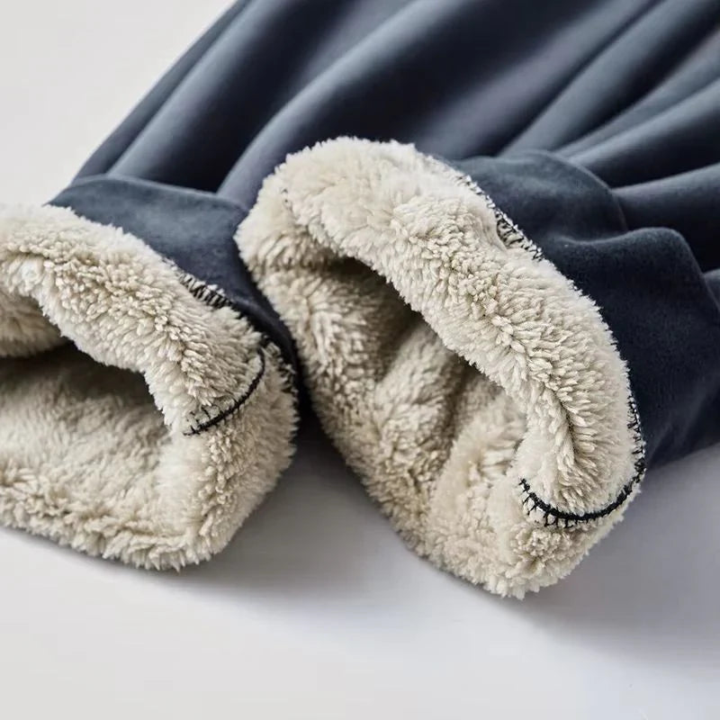 Men 2 piece fleece tracksuit set with hooded jacket and pants for winter