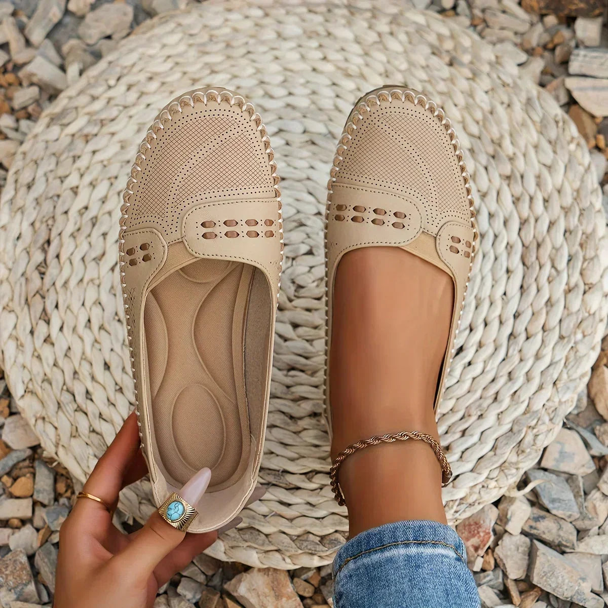 Women's Loafers | Perforated Slip-On, Comfort Breathable