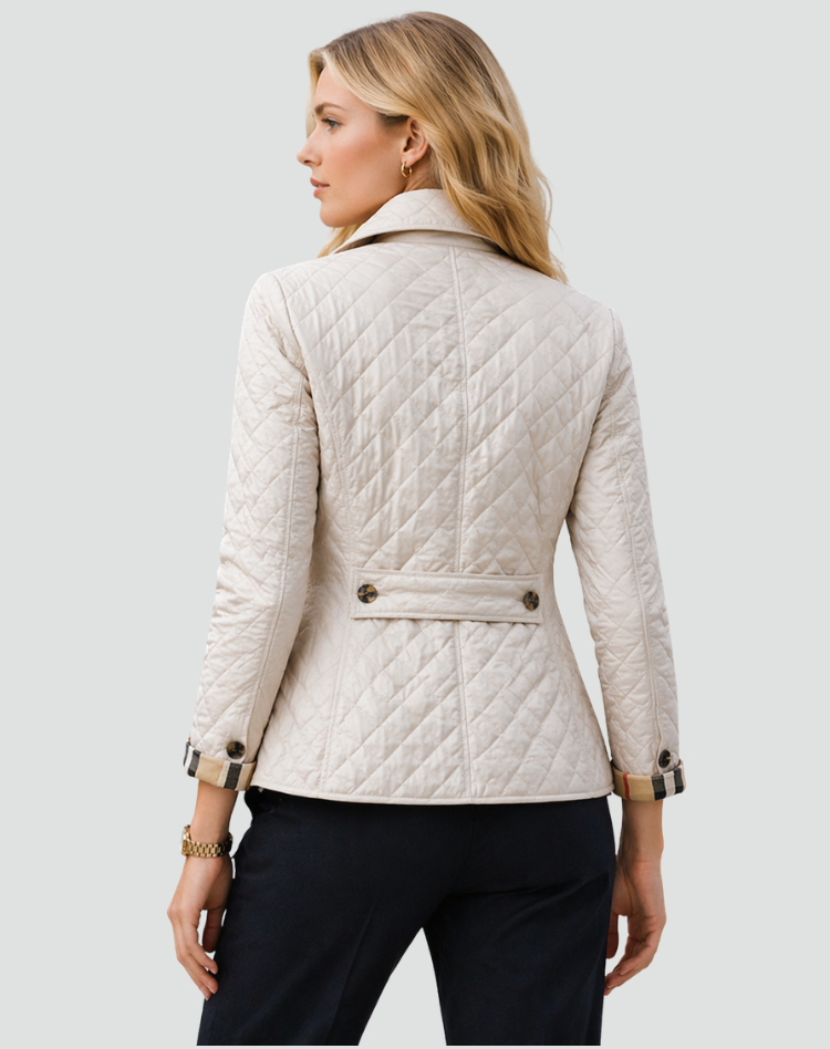 Women quilted transition jacket regular fit with button collar