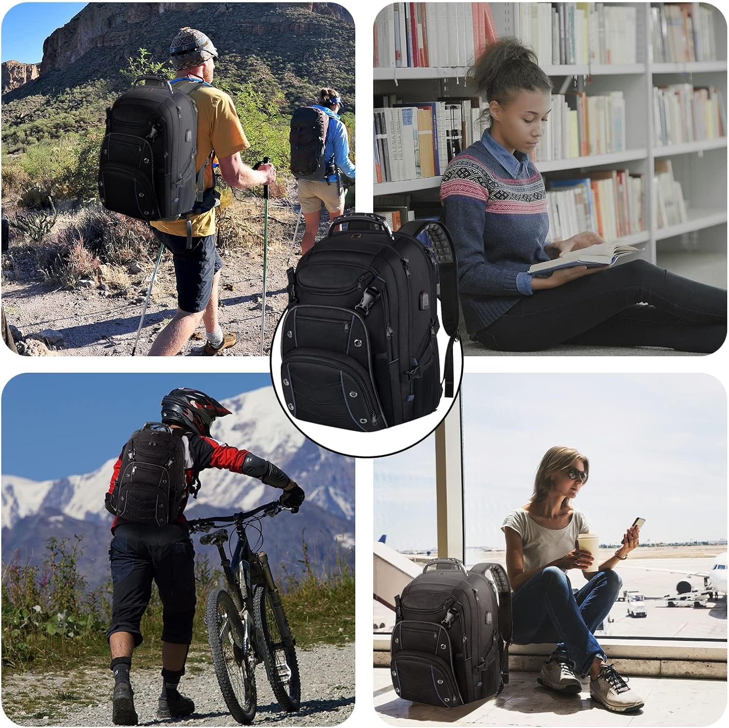 Travel Backpack | 55L Laptop Rucksack, USB Charging & RFID Security