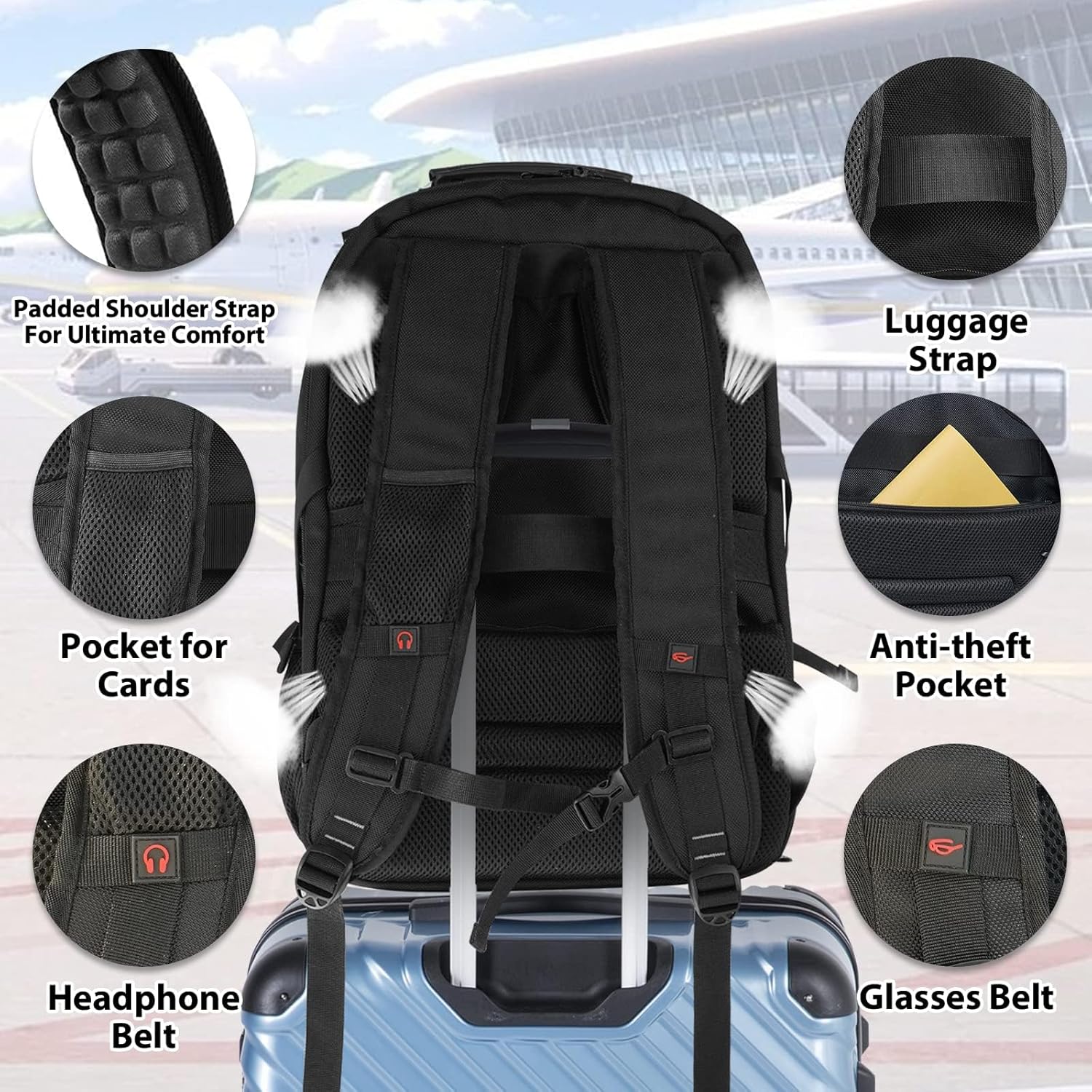 Travel Backpack | 55L Laptop Rucksack, USB Charging & RFID Security