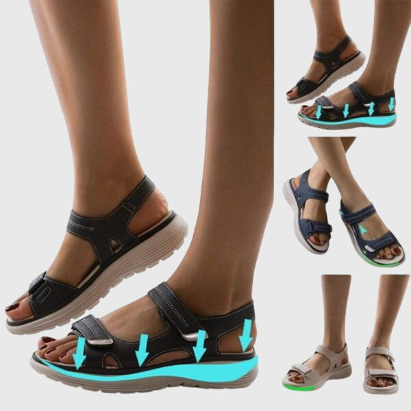 Women's orthopedic sandals with contoured footbed and arch support