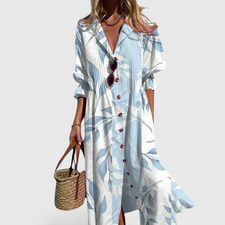 Women boho floral dress relaxed fit vibrant pattern multicolour