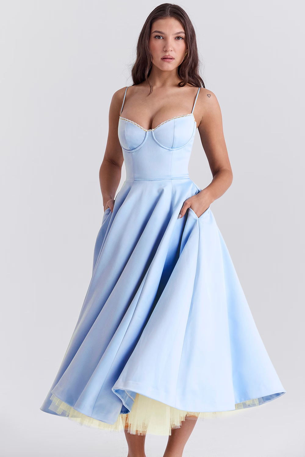 Midi Prom Dress | Flared Hem, Corset Fit | Elegant Party Wear