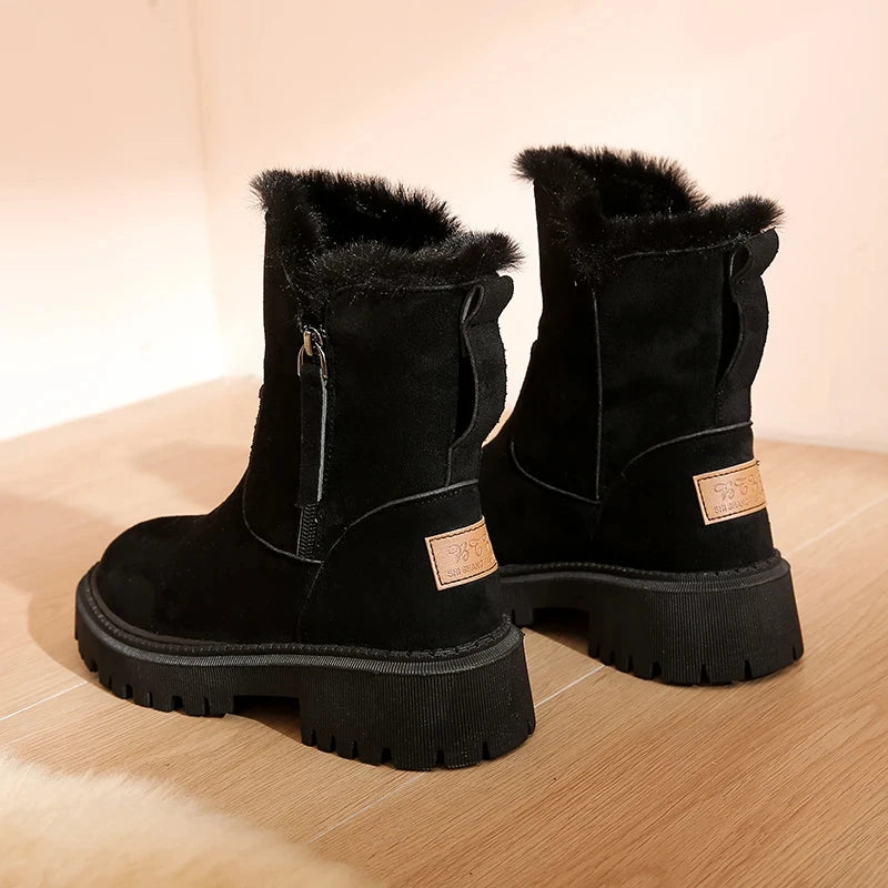 Women fleece lined ankle winter boots with anti-slip sole