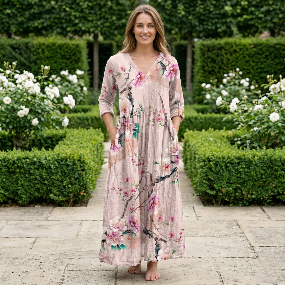 Women’s Summer Dress | Floral V-Neck | Light, Elegant, Comfortable