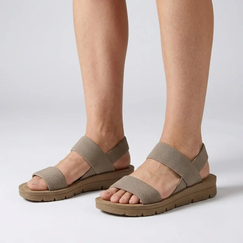 Women comfort slip-on sandals with soft footbed, lightweight stretch straps