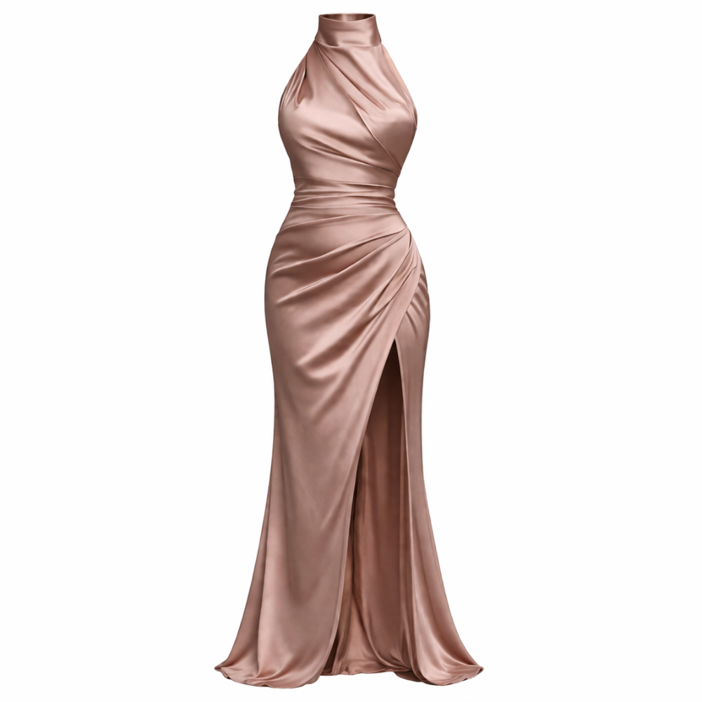Women's Evening Dress Long Neckline Urban Style
