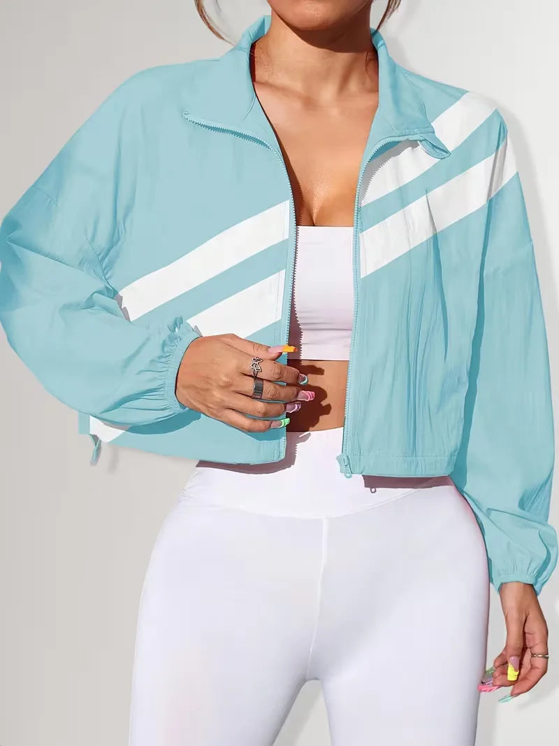 Women's Track Jacket | Oversized Streetwear, Light Blue
