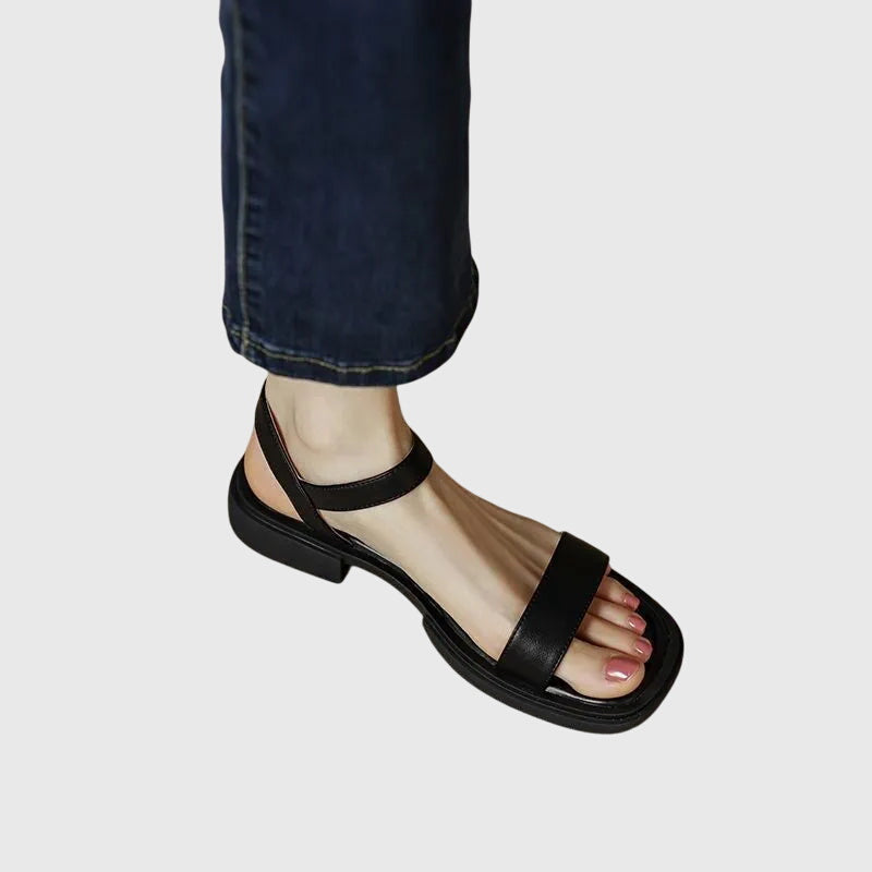 Cushioned Leather Sandals | Orthopedic Block Heel | Soft Insole