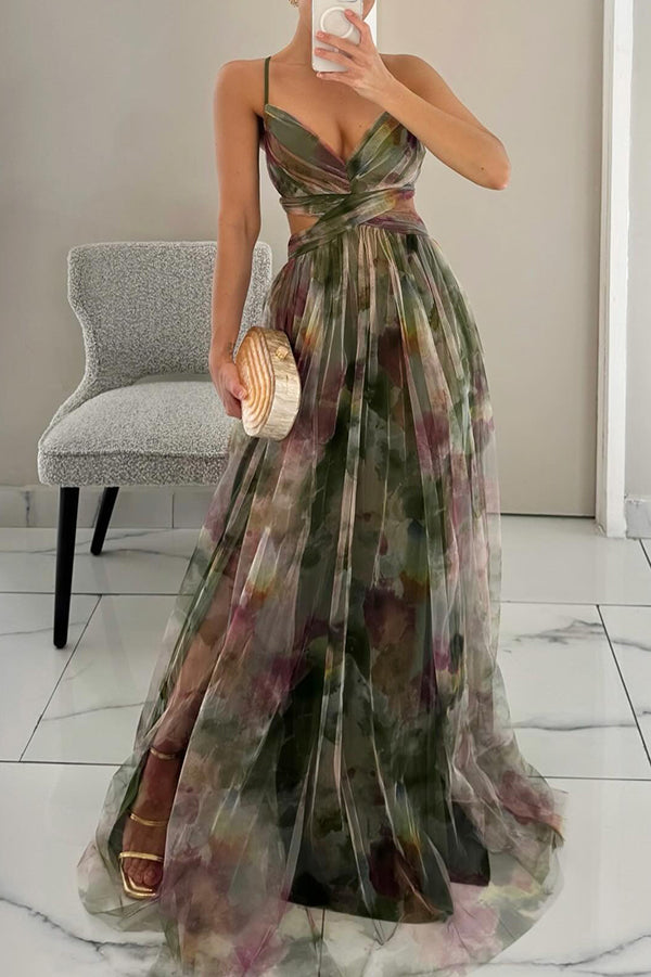 Maxi Evening Dress | Floral Print, Elegant Style | Formal Wear