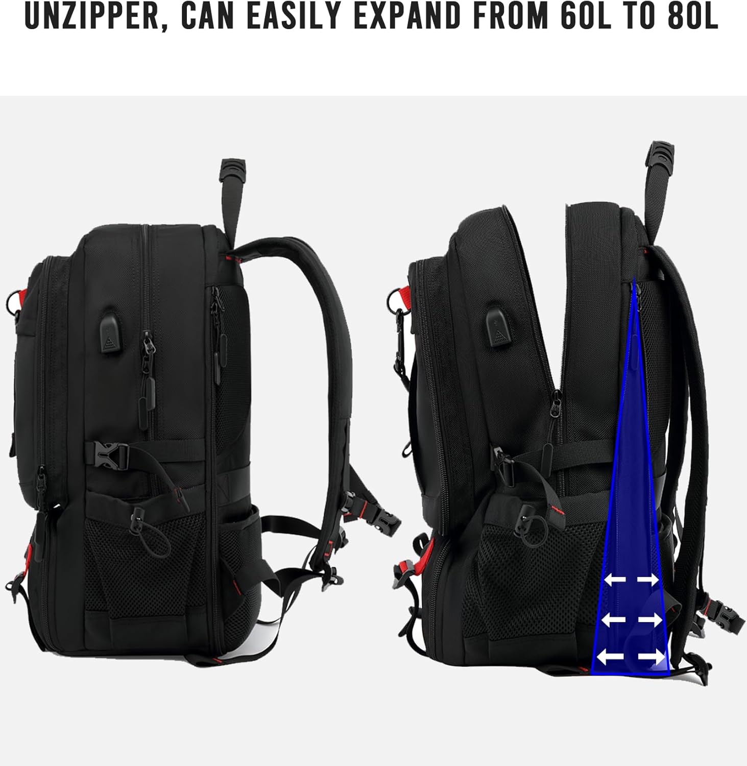 Travel Backpack 60L | Waterproof, Laptop & Shoe Compartments