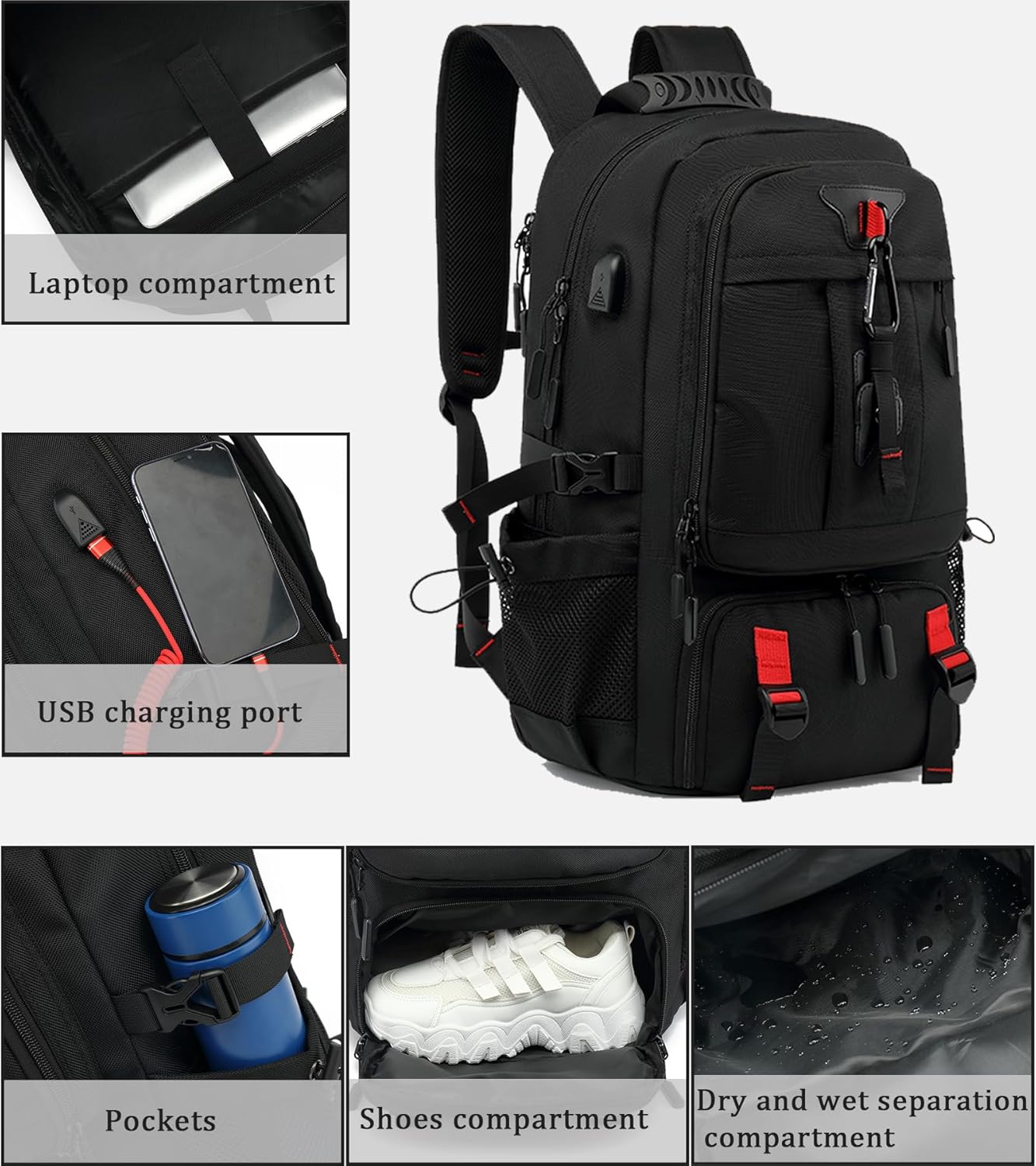 Travel Backpack 60L | Waterproof, Laptop & Shoe Compartments
