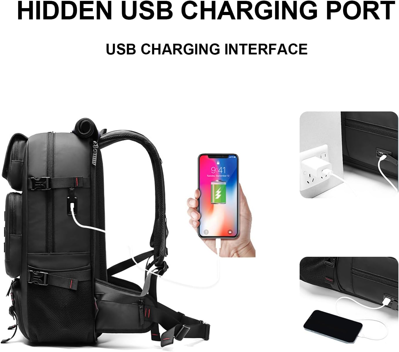 50L Travel Backpack | Expandable, Waterproof | Shoe Compartment, USB Port