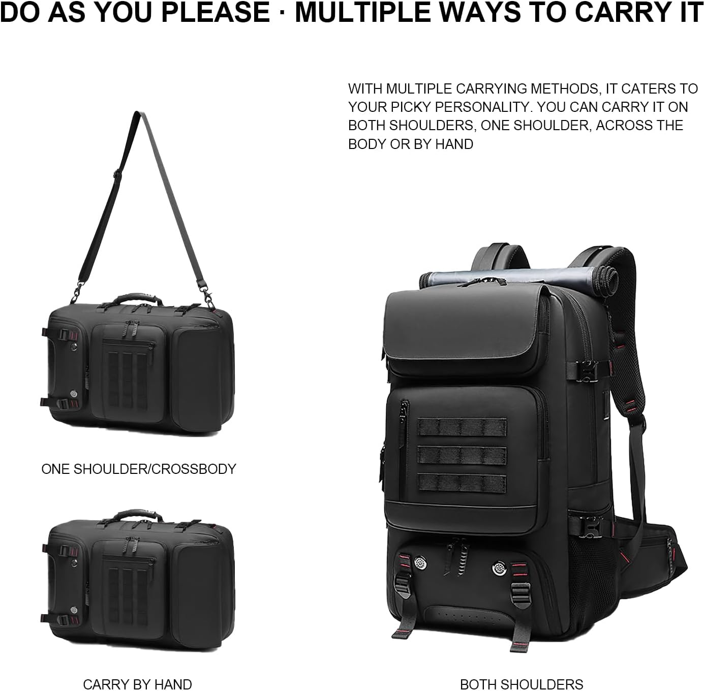 50L Travel Backpack | Expandable, Waterproof | Shoe Compartment, USB Port