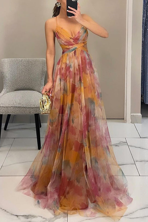 Maxi Evening Dress | Floral Print, Elegant Style | Formal Wear