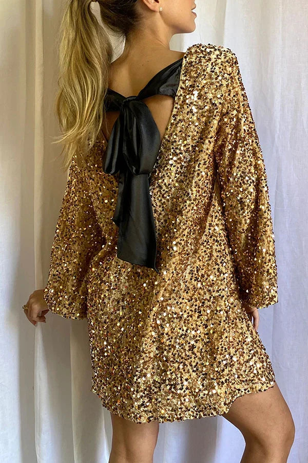 Christmas Party Dress | Women's Sequin Mini Dress, Glitter, Festive Style