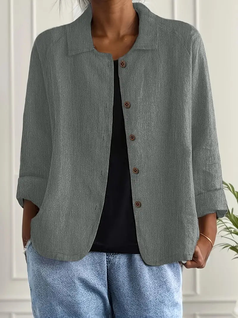 Women's Cardigan Shirt | Cotton Linen Blend, Relaxed Fit