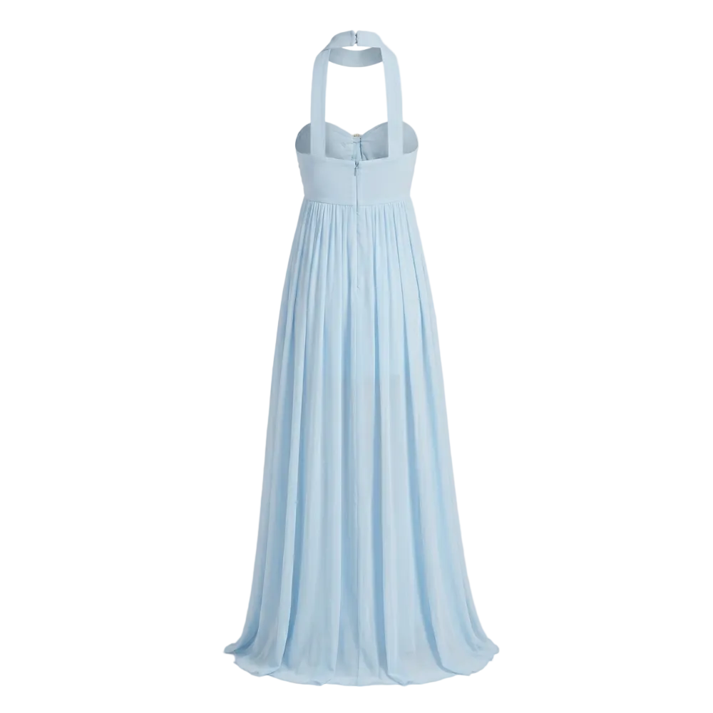 Greek Robe Blue Silk-Chiffon Ethereal Design
